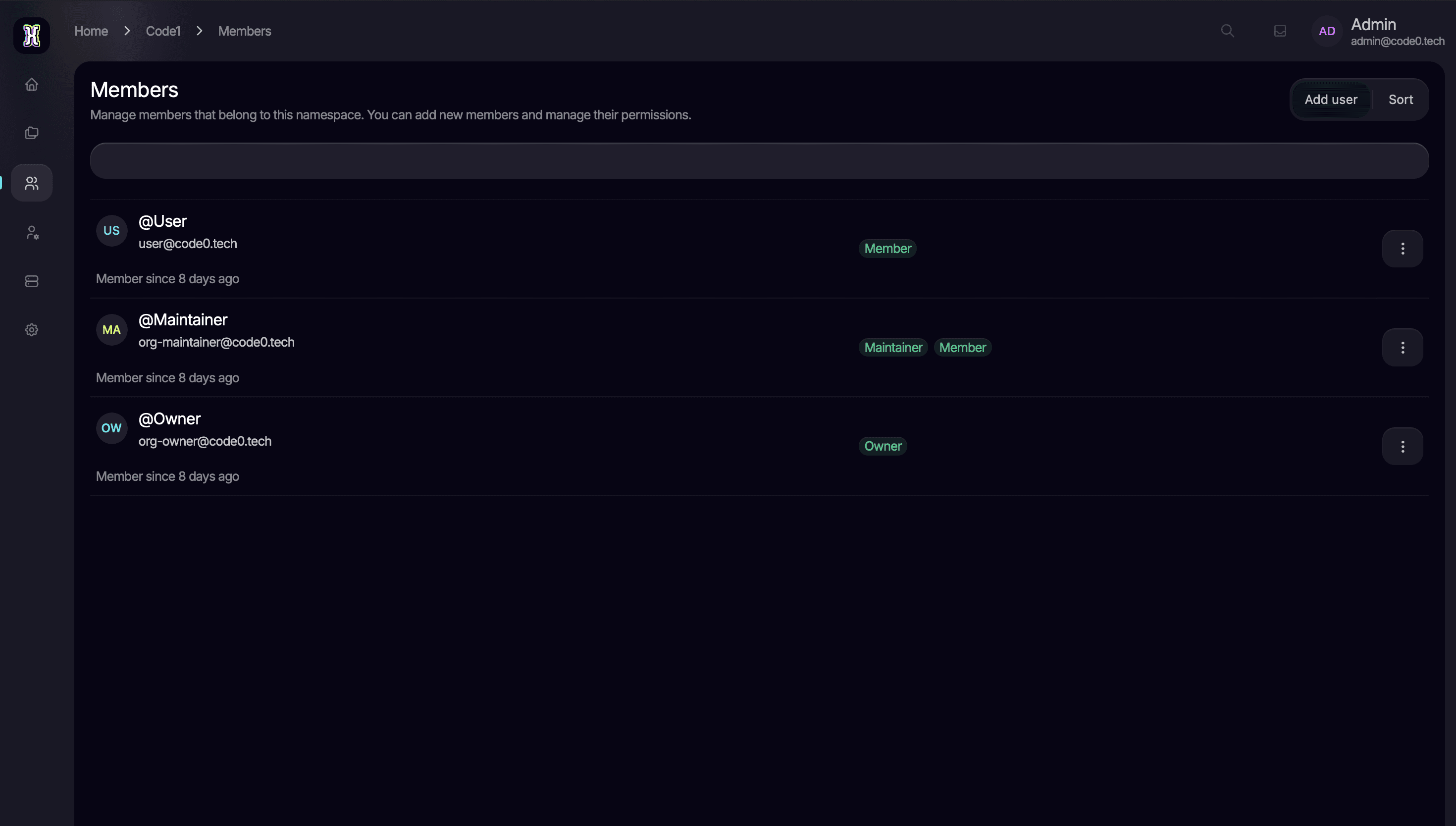 Member overview page CodeZero